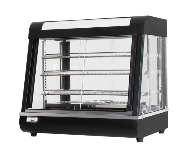 Vitrina mantenedora de productos calientes marca Bakerman 95cm negra. - Equipro S.A. - Venta de equipo industrial para restaurante.