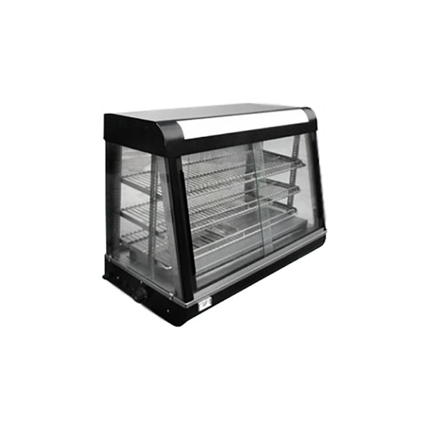 Vitrina caliente 1.20 cms con vaporizador marca Bakerman negra - Equipro S.A. - Venta de equipo industrial para restaurante.