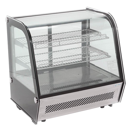 Vitrina fría de mesa negra ideal para panaderías, pastelerías, carnicerías y restaurantes. Mantén tus alimentos frescos, visibles y listos para la venta con un diseño elegante y eficiente. Perfecta para emprendedores y negocios de la industria alimentaria que buscan calidad, refrigeración y presentación profesional.